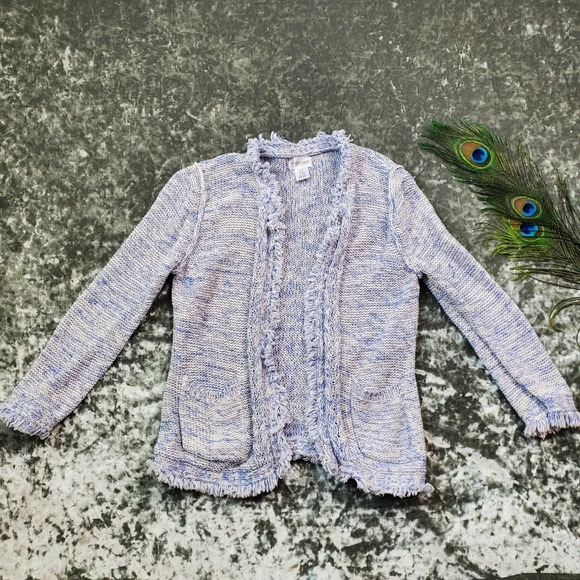 Motherhood Maternity Blue Knit Side Fringe Cardigan - Picture 1 of 5